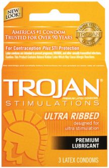 Trojan Ribbed Lubricated Condoms - 3 Pack